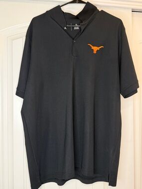 Antigua Men's Black Polo with Orange Longhorn Patch